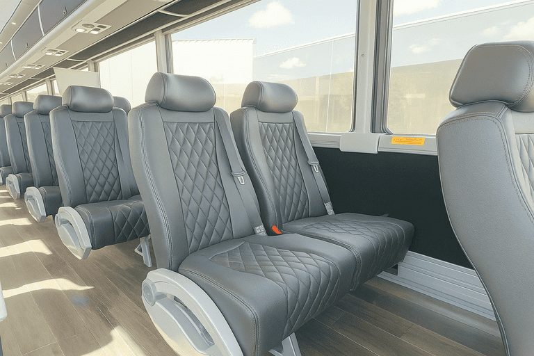 interior of San Francisco Minibus Company charter bus